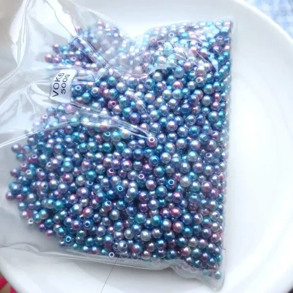 100pcs 6mm Craft Supplies Multicolored Gradient Mermaid Blue Round Faux ABS Pearls Beads Smooth ABS Pearls Filler Beads Jewelry Making Rainbow Beads
