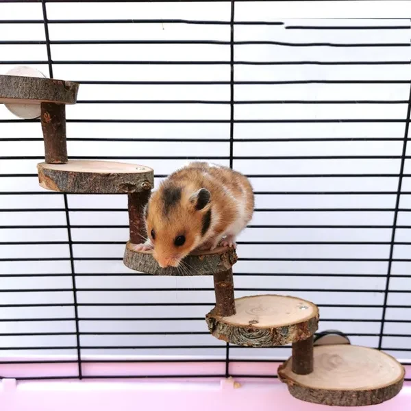3/5 Layers Wooden Hamster Ladder Suspension Bridge Climbing Stairs Perches Cage