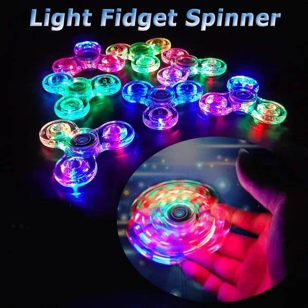 Transparent LED Light Fidget Spinner Hand Top Spinner EDC Spiner Finger Stress Relief Toys Kids Adult Toy BJM