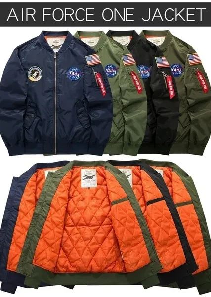 New Men's Jacket Cotton Coat Ma-1 Air Force First Pilot Jacket Men's Thickening Plus Size Casual Large Size