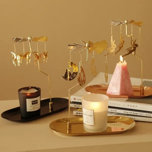 Tray Rotating Candlestick Scented Candle Romantic Walk Horse Lamp European Windmill Creative Swing Birthday Wedding Gift