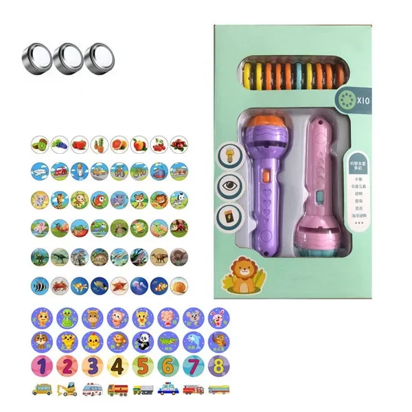 Educational Toys Slide Torch Projector Toys Night Lamp for Boys Girls Torch Kids Flashlight Light-up Toys Lamp Gift DOU