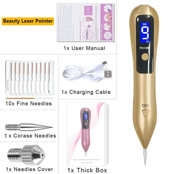 Laser Mole Removal Pen Set-Pore Corn Freckles Dark Mole Sweeping Age Spot Tattoos-Repair Beauty Skin Care Tools W2101-14