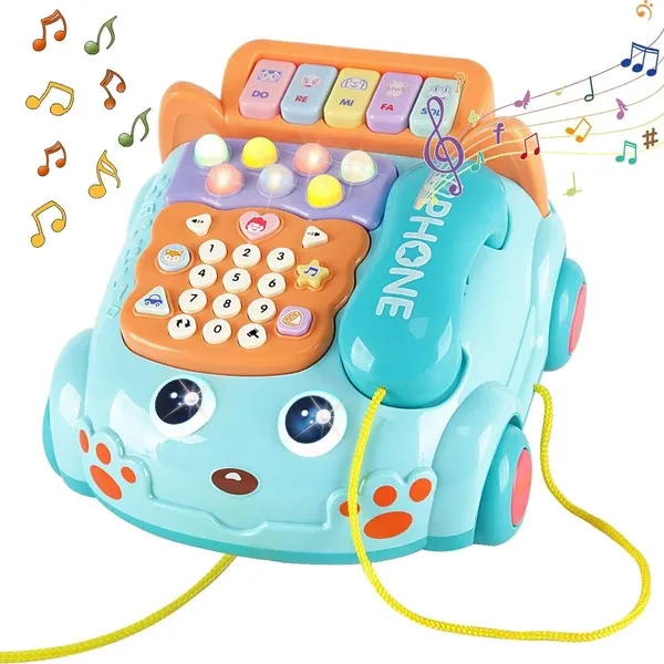 Baby Phone Toy,Baby Toy Phone Cartoon Baby Piano Music Light Toy Children Pretend Phone, Kids Cell Phone Girl with Light Parent-Child Interactive Toy Gift Game Boy Girl Early Education Gift Christmas 