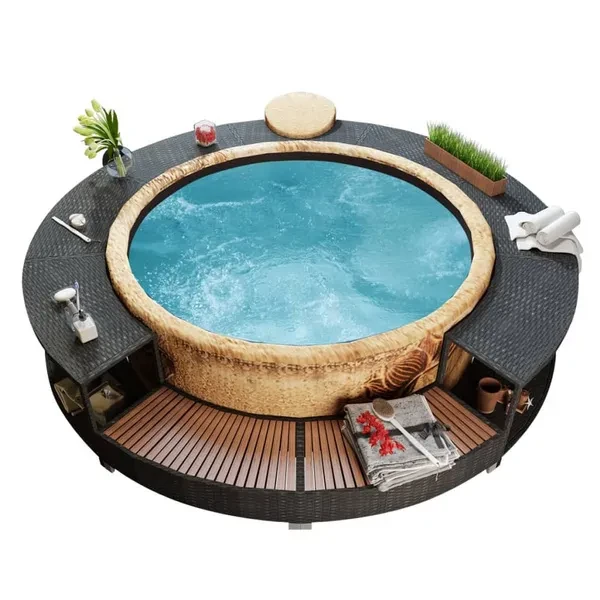 Black Poly Rattan Spa Surround Rattan Spa Surround rotan spa surround entourage de spa en rotin