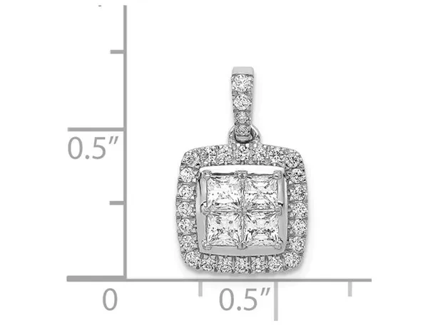 1.00 Carat (ctw I2-I3) Princess Cut Diamond Pendant Necklace in 14K White Gold with Chain