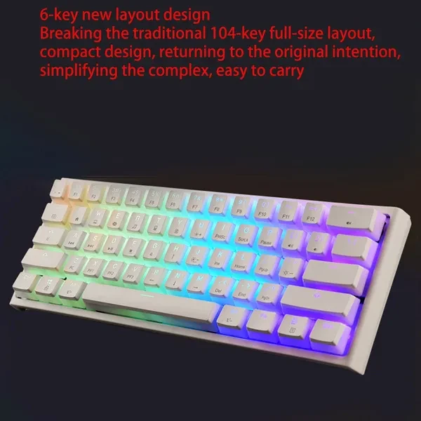 MK25 USB Wired 60% Compact Mechanical Keyboard 61 Keys Small Portable Gaming Office Keyboard for PC Gamers DUC