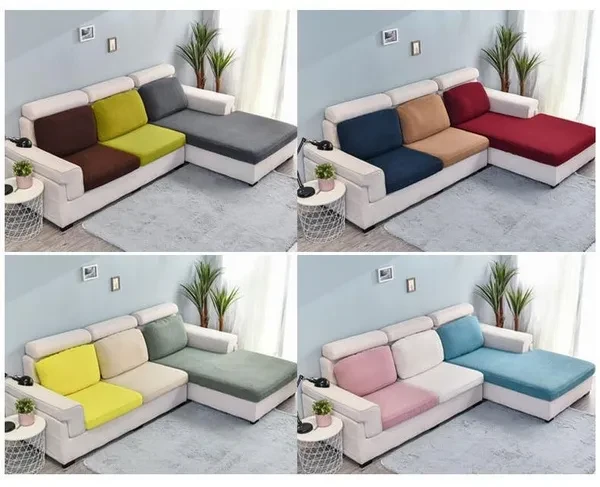 1234 Seater 13 Colors Home Decoration Solid Color Sofa Cushion Cover Elastic Protector Sofa Cover Personality Matching Washable Couch Cover Slipcover