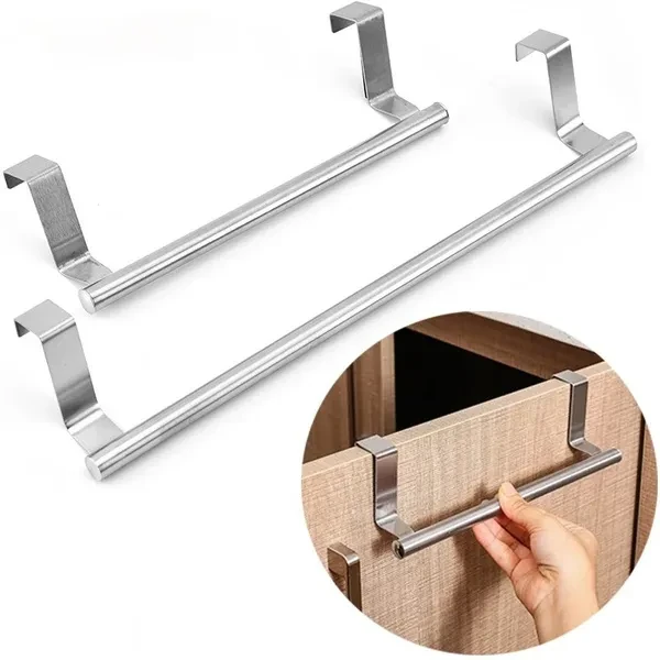 Stainless Steel Towel Rack Bathroom Towel Holder Stand Kitchen Cabinet Door Hanging Organizer Shelf Wall Mounted Towels Kitchen Rack