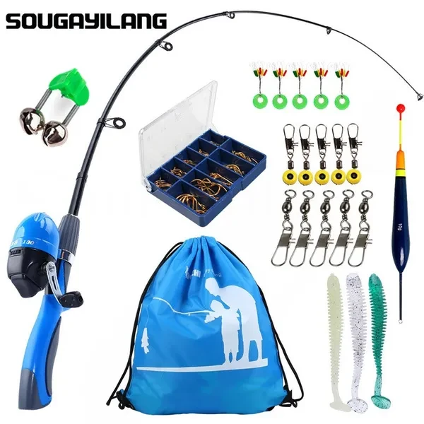 Sougayilang Portable Telescopic Fishing Rod and Reel Combo Kit with Spincast Fishing Reel Tackle Box for Boys, Girls, Youth