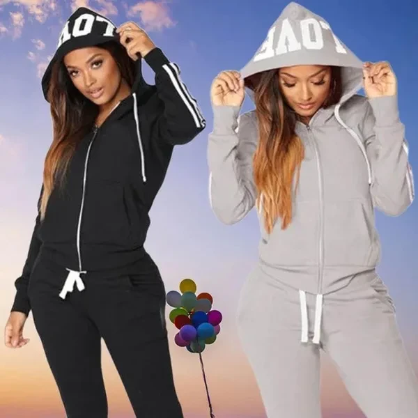 Autumn Fashion Women Fitness Jogging Sports Zipper Hoodie Suit Sweater Suit
