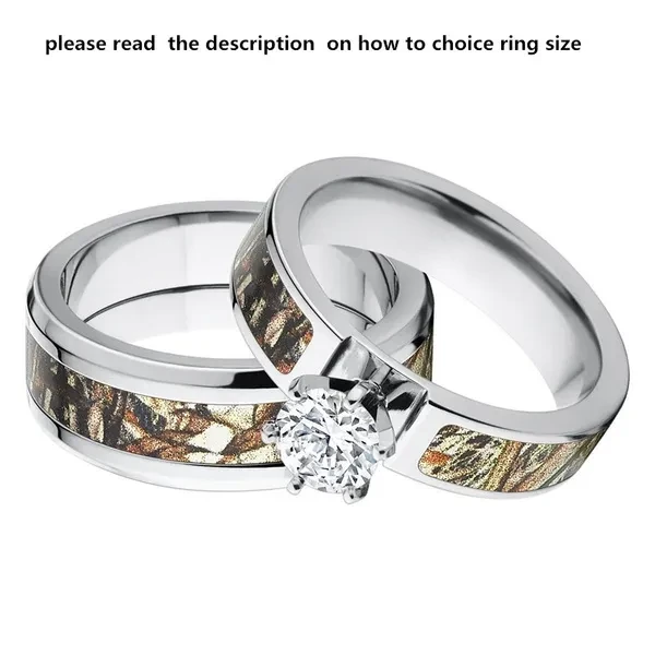 His and Her's Matching Mossy Oak Duck Blind Camo Wedding Ring Set Couple Ring Set(2pcs)