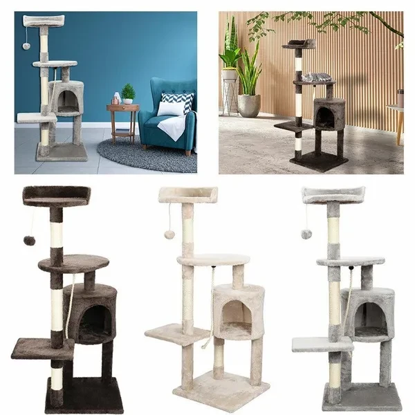 112cm Cat Tree Cat Tower with Scratching Post Cat Condos Kitty Climber Tree Cat Scratcher Tree House Climbing Tower