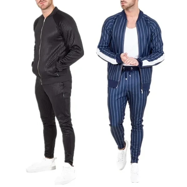Fashion Mens Striped Tracksuit Jogging Suit Casual Sport Wear