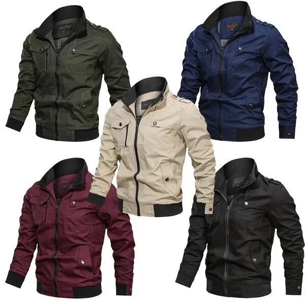 Fashion Winter Autumn Overcoat Men's Bomber Jackets Multi-Pockets Spring Army Military Jacket Men Coats