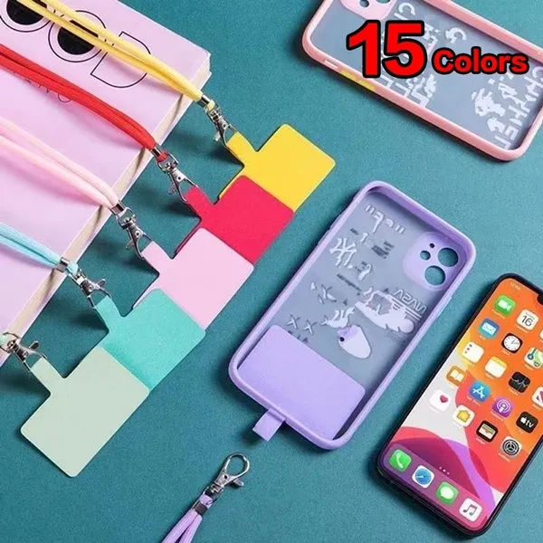 15Colors Universal Phone Lanyard Adjustable Detachable Neck Cord Crossbody Patch Lanyard Strap Phone Safety Tether for All Mobile Phones and Case Straps