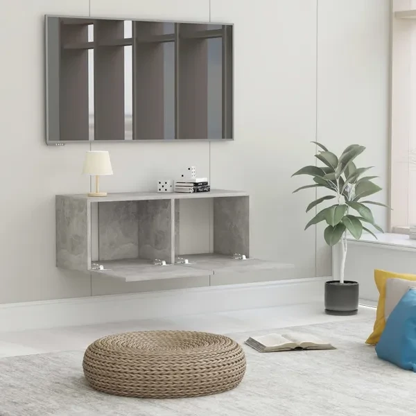 TV Cabinet Concrete Grey 80x30x30 cm Chipboard TV-Schrank TV-meubel Meuble télé