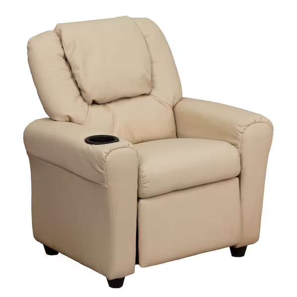 Kids Recliner, 21-1/2" to 36-1/2" x 27", Upholstery Color: Beige