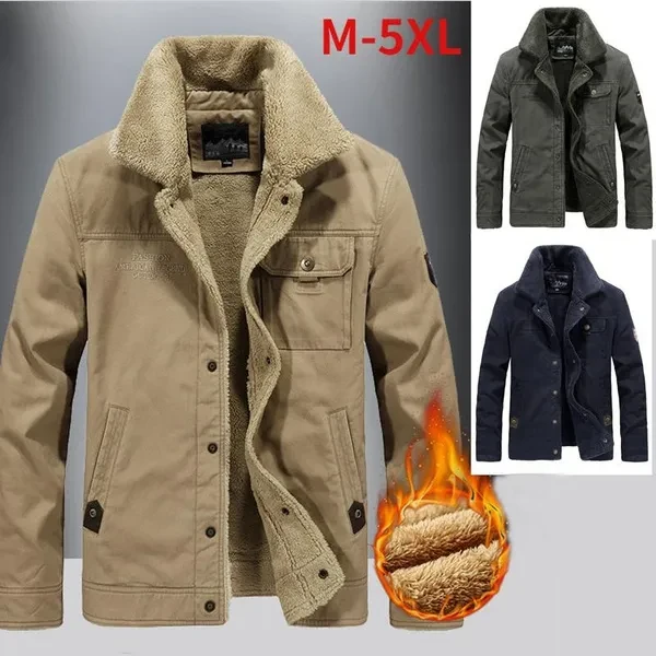 New Plush Denim Jacket Men's Cotton Jacket Men's Loose and Thick Coat