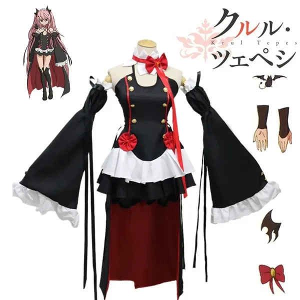 3PCS Anime Seraph Of The End Owari No Seraph Krul Tepes Uniform Cosplay Costume Full Set Dress Outfit