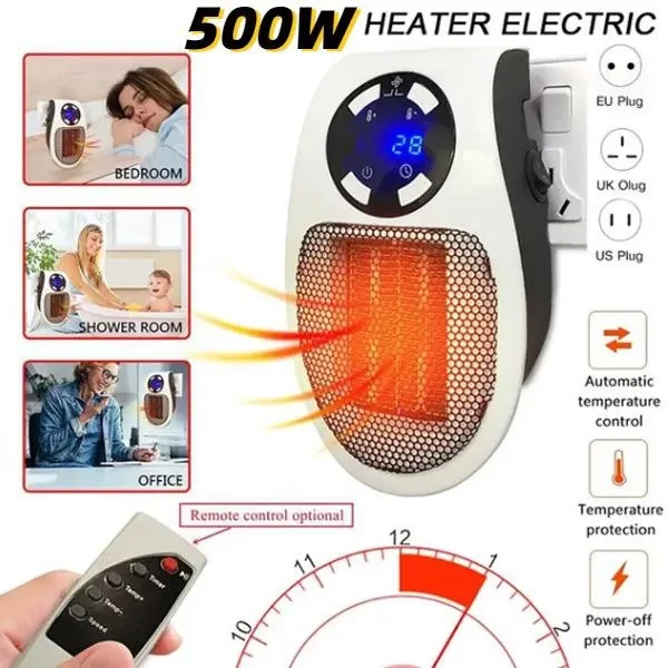 8 Styles New Portable Household Mini Heater 500W Wall Outlet Powerful Fast Heater Indoor Electric Heater