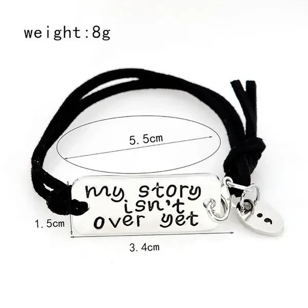Letter "My Story Isn't Over Yet" Bracelets Semicolon Bracelets Suicide Awareness Jewelry Inspirational Gift