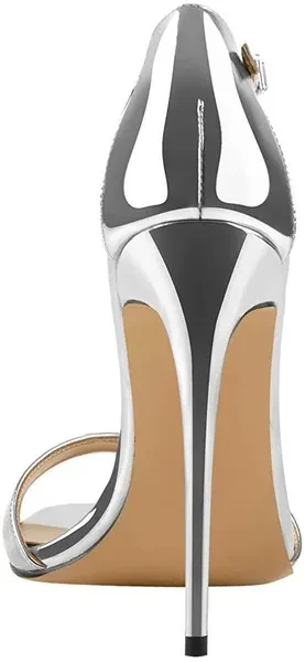 Womens Beaded Chain Ankle Strappy Stilettos High Heel Sandals Open Toe Single Band Pearl Sandals Shoes