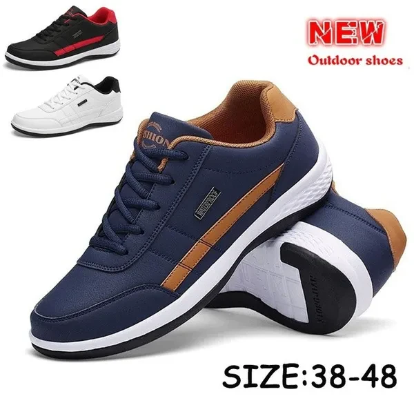 2021 New Men's Fashion Leather Casual Sneakers Sports Running Shoes Casual Sports Trend Sneakers Men's Breathable Running Shoes