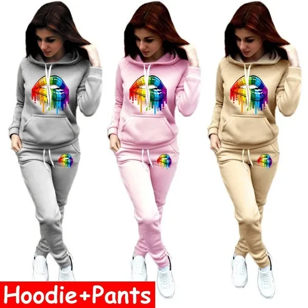 Womens Jogging Suits Hoodie Pants Two Piece Outfits Womens Tracksuits Pullover Sweatshirts