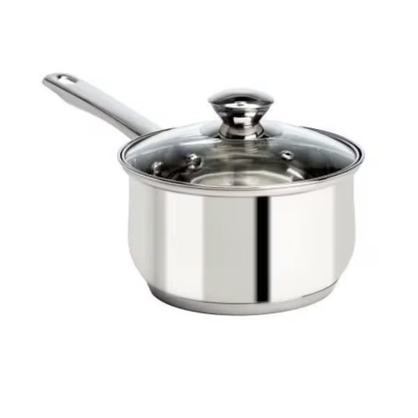 2 qt. Stainless Steel Saucepan with Glass Lid, Silver