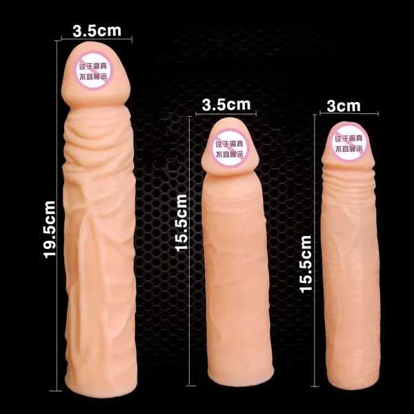 CHR Penis Sleeve Delayed Condom Man Penis Sets Extended Sleeve Adult Sex Toy for Male